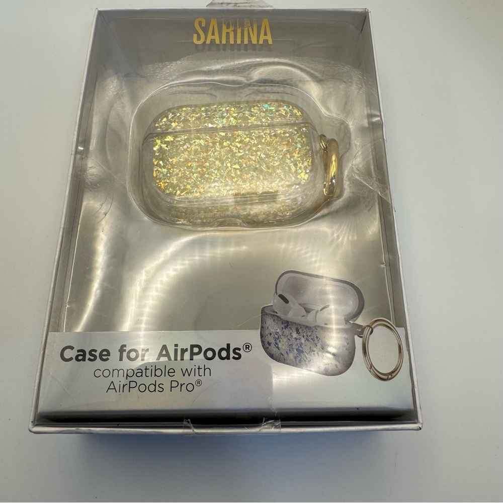 Sarina Case for AirPods Pro – Gold – With Keychain Ring - NIB